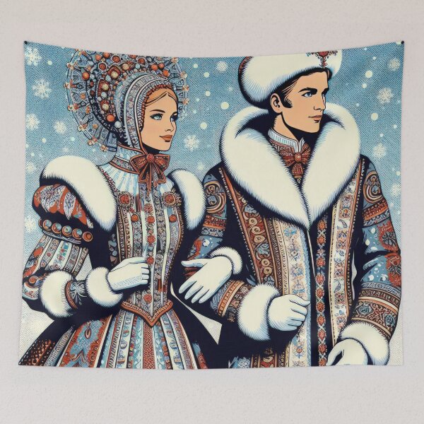 Item preview, Christmas Vintage Dressed couple in winter suits,Christmas couple,christmas retro,Christmas Vintage designed and sold by Expressions-Sel.
