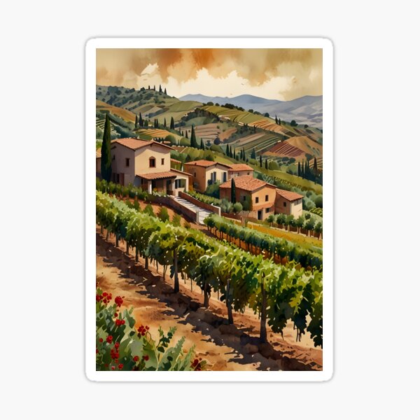 Item preview, Wine Fields: Mediterranean Landscape in Watercolor designed and sold by NicoleStruggia.