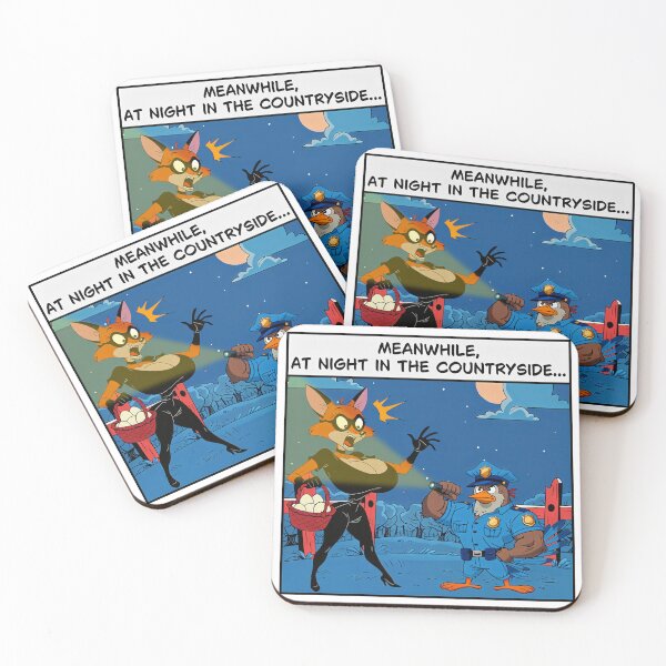 Item preview, Meanwhile, at Night in the Countryside – Busty Furry Fox Thief and Buff Chicken Cop designed and sold by BaxInke.
