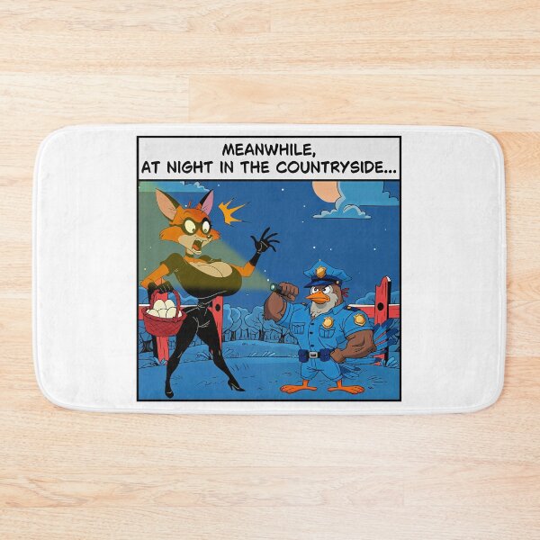 Item preview, Meanwhile, at Night in the Countryside – Busty Furry Fox Thief and Buff Chicken Cop designed and sold by BaxInke.