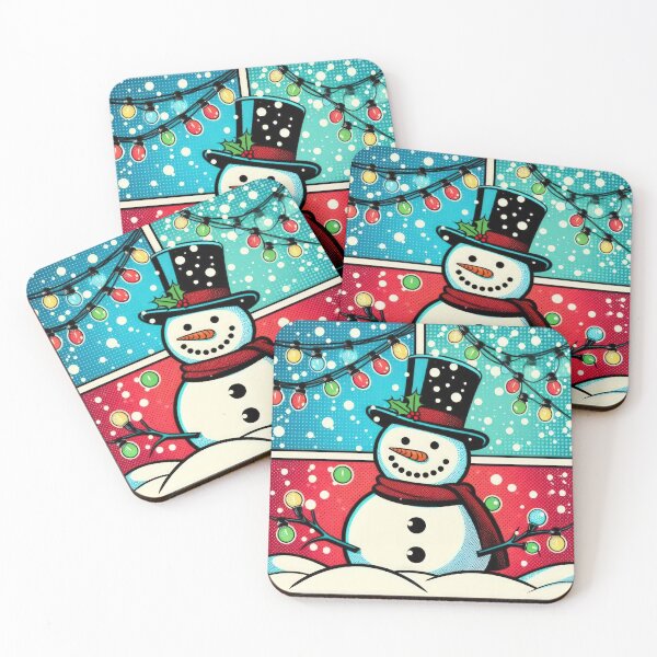 Item preview, Christmas Vintage Snowman with colored lamps in the snow,Christmas snowmen ,christmas retro,Christmas Vintage designed and sold by Expressions-Sel.