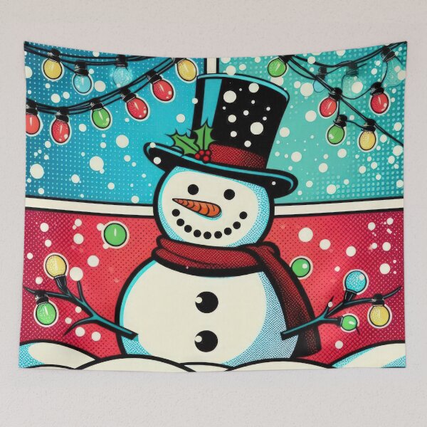 Item preview, Christmas Vintage Snowman with colored lamps in the snow,Christmas snowmen ,christmas retro,Christmas Vintage designed and sold by Expressions-Sel.