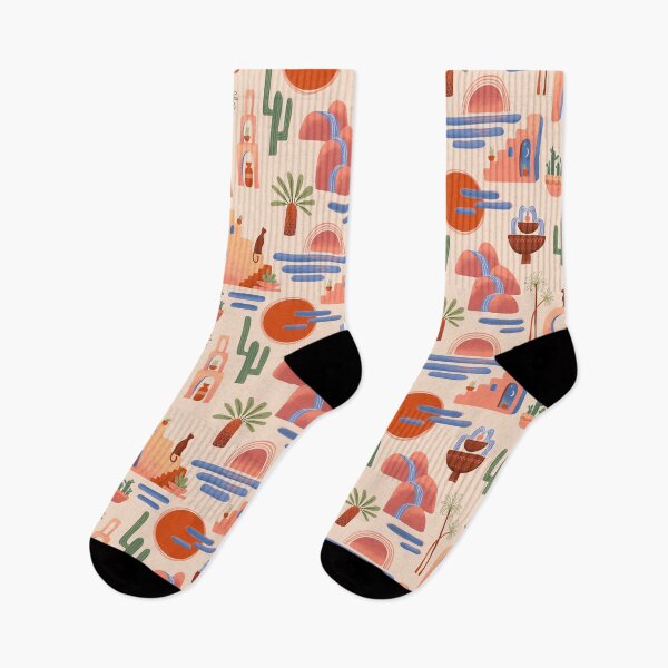 Item preview, Arches, stairs and palms. Dreamy, design with architecture and cats. Mysterious illustration pattern designed and sold by Daria Rosen.