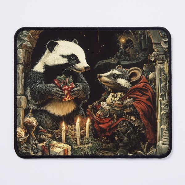 Item preview, Cozy Christmas Gathering: Badger and Mole in Festive Spirits designed and sold by LonesomeKnight.