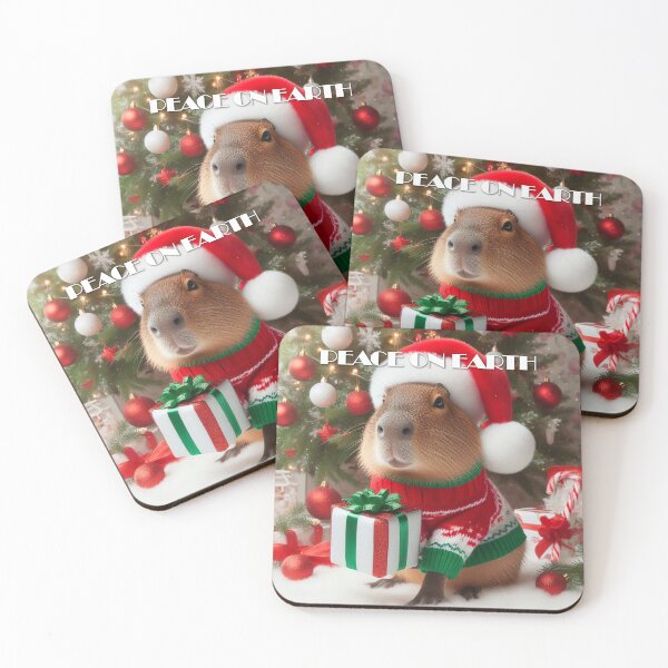 Item preview, "Peace On Earth" Capybara Christmas Greetings designed and sold by Mermaid's Whimsy.