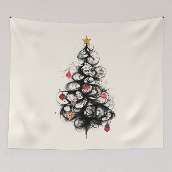 Item preview, Whimsical Doodle Christmas Tree with Ornaments designed and sold by Playing In Mud.