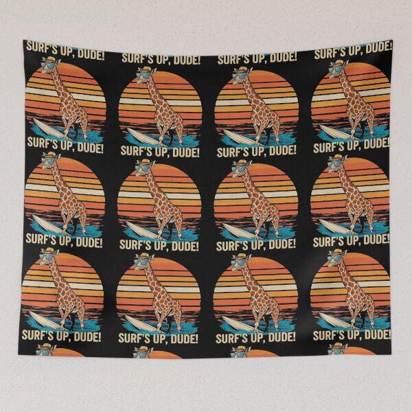 Item preview, Retro Giraffe Surfing Beach Vibes Art designed and sold by Pastel-Pulse.