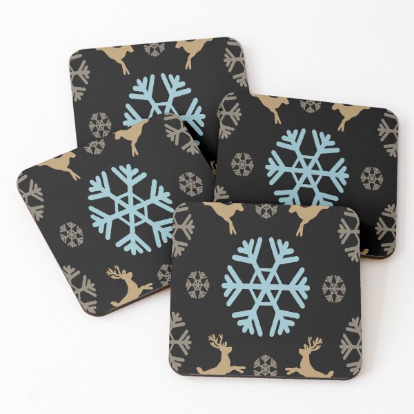 Item preview, Cute Christmas Reindeer and frost flowers Pattern, Holiday Winter Conceive in Blue with Harvest Yellow designed and sold by NADIASHOP86.