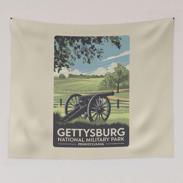 Item preview, Gettysburg National Military Park Battlefield Travel Art Vintage designed and sold by KrisSidDesigns.