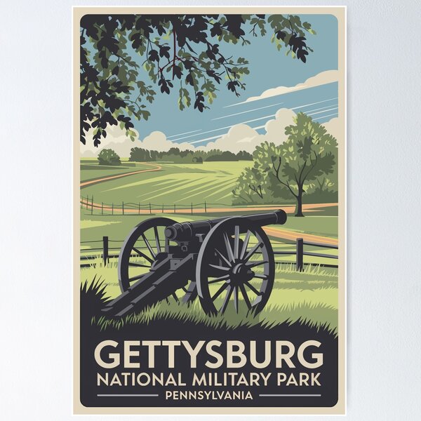 Item preview, Gettysburg National Military Park Battlefield Travel Art Vintage designed and sold by KrisSidDesigns.