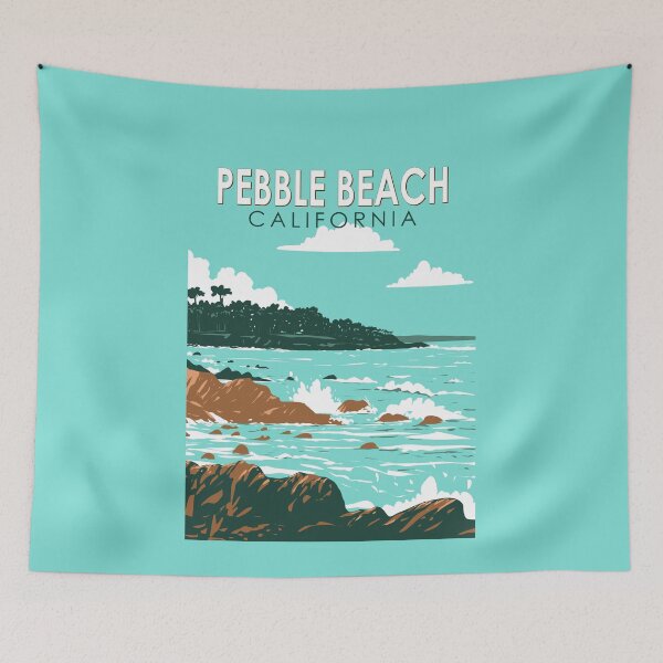 Item preview, Pebble Beach California Illustration Travel Art Vintage designed and sold by KrisSidDesigns.