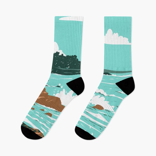 Item preview, Pebble Beach California Illustration Travel Art Vintage designed and sold by KrisSidDesigns.