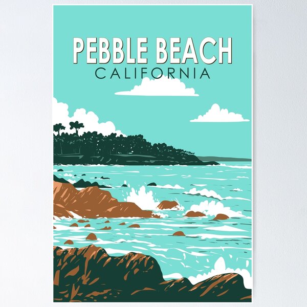 Item preview, Pebble Beach California Illustration Travel Art Vintage designed and sold by KrisSidDesigns.