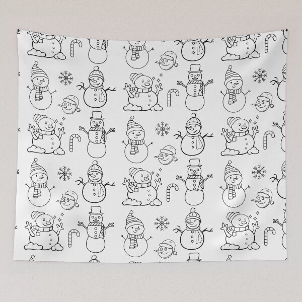 Item preview, Snowman Candy cane pattern Doodle designed and sold by Monika Howarth.