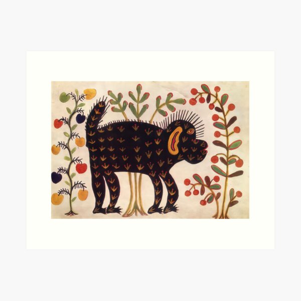 Aperçu de l'œuvre Maria Primachenko – Le singe noir créée et vendue par flexmortis.