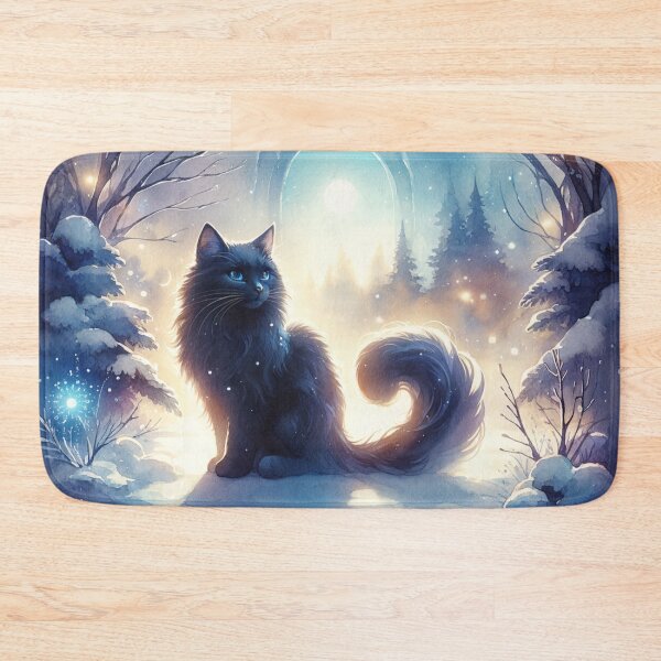 Item preview, Winter Twilight Black Cat designed and sold by Magic-wall-art.