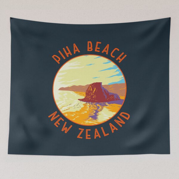 Item preview, Piha Beach New Zealand Retro Distressed Circle designed and sold by KrisSidDesigns.