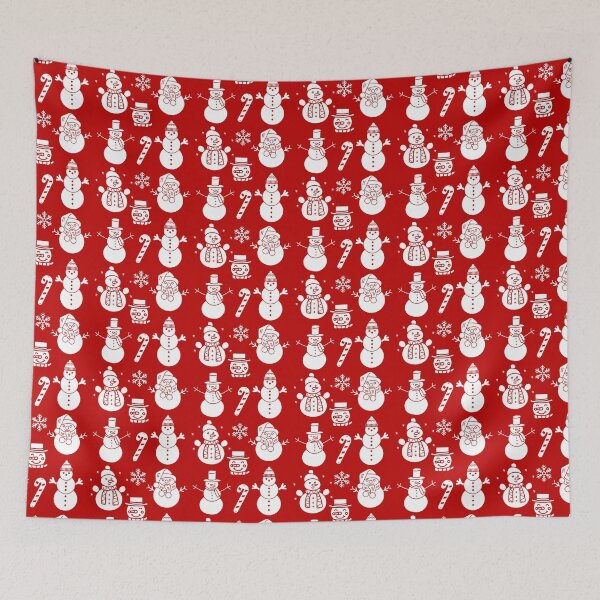 Item preview, Snowman Snowflakes pattern Doodle red designed and sold by Monika Howarth.