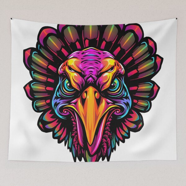 Item preview, Gobble Angry Turkey Face Psychedelic Prismatic Colors 1 designed and sold by webjmf.