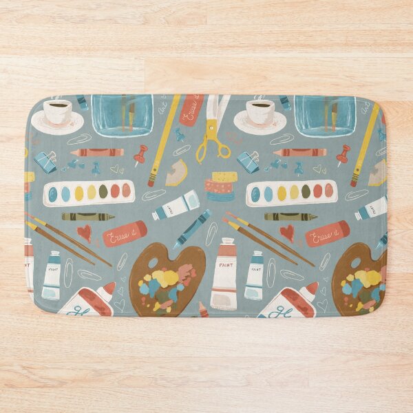 Item preview, Creative corner in blues, yellows, and oranges on light blue  designed and sold by katerosestudios.