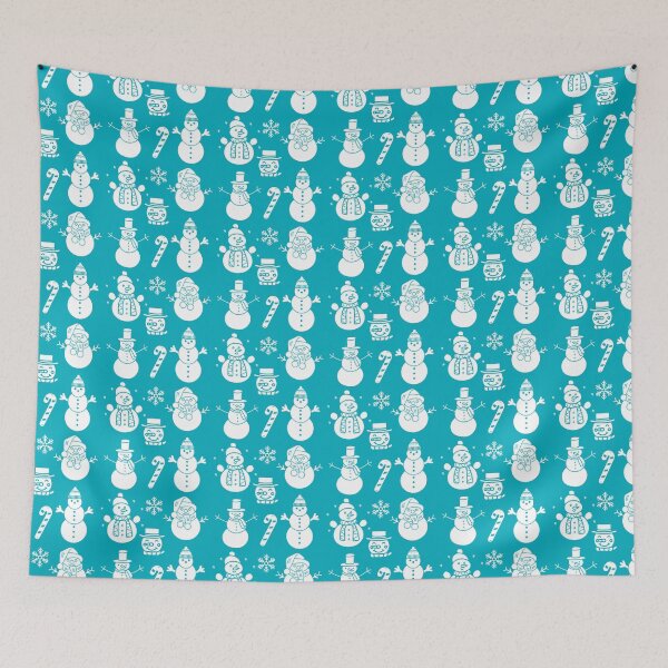 Item preview, Snowman Snowflakes Pattern Doodle Blue designed and sold by Monika Howarth.