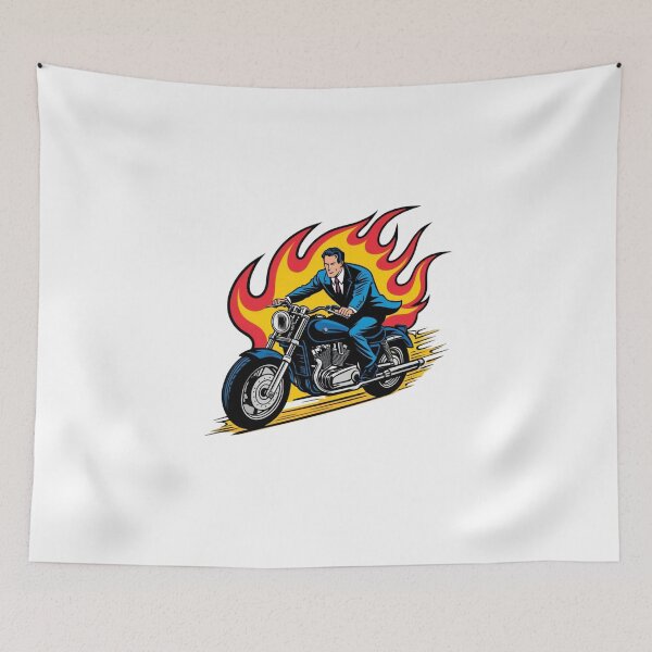 Item preview, Man on motorbike in fire designed and sold by MessOnClothes.