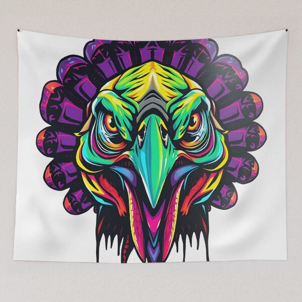 Item preview, Gobble Angry Turkey Face Psychedelic Prismatic Colors 2 designed and sold by webjmf.