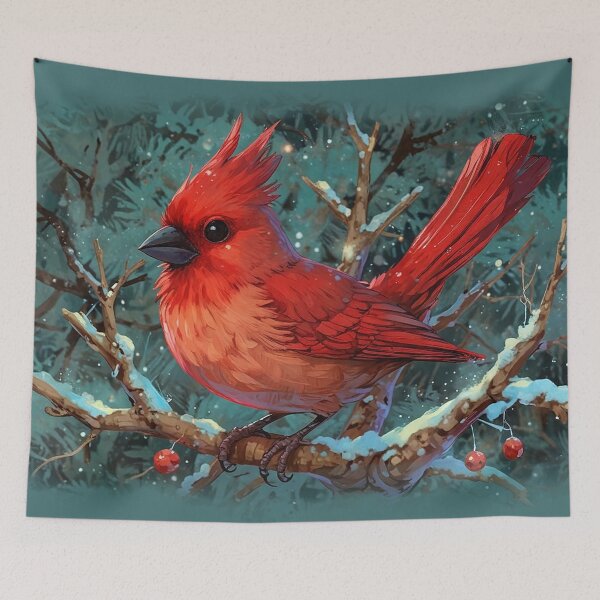 Item preview, Cute Red Cardinal with Winter Red Berries designed and sold by NaturePrints.
