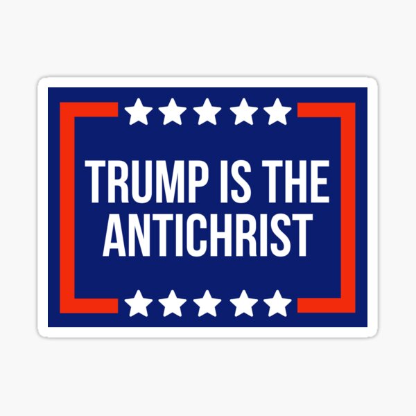 Vista previa del artículo con la obra «Trump es el Anticristo», diseñado y vendido por Rachel the Artist .