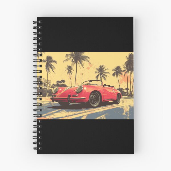 Aperçu de l'œuvre Impression risographique de la Porsche 356 décapotable Miami créée et vendue par blackdogshop.