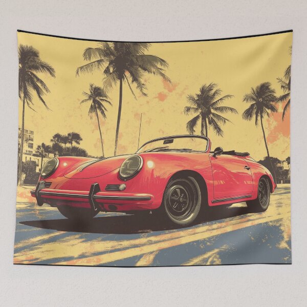 Item preview, Porsche 356 Convertable Miami Risograph Print designed and sold by blackdogshop.