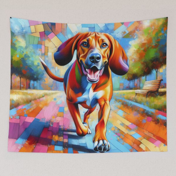 Item preview, Redbone Coonhound Dog Portrait Acrylic Art Print Pet Portrait Gifts for Dog Lovers designed and sold by Puppy Puzzles Plus.