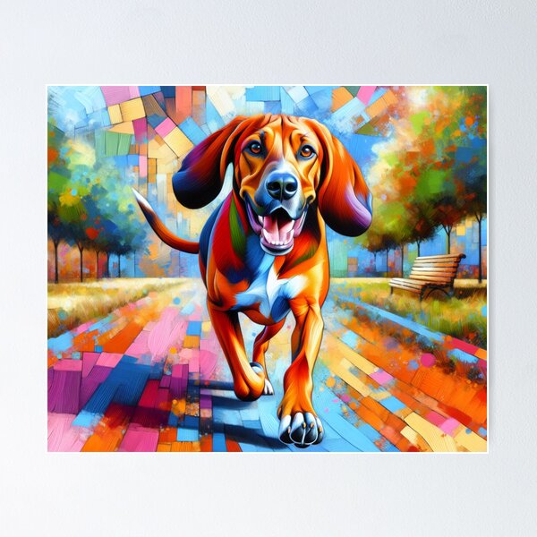 Item preview, Redbone Coonhound Dog Portrait Acrylic Art Print Pet Portrait Gifts for Dog Lovers designed and sold by Gallup Graphics.