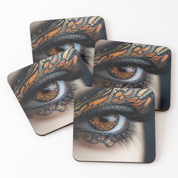 Item preview,  intricate makeup incorporates orange, black, and gold tones designed and sold by DigiCre8.