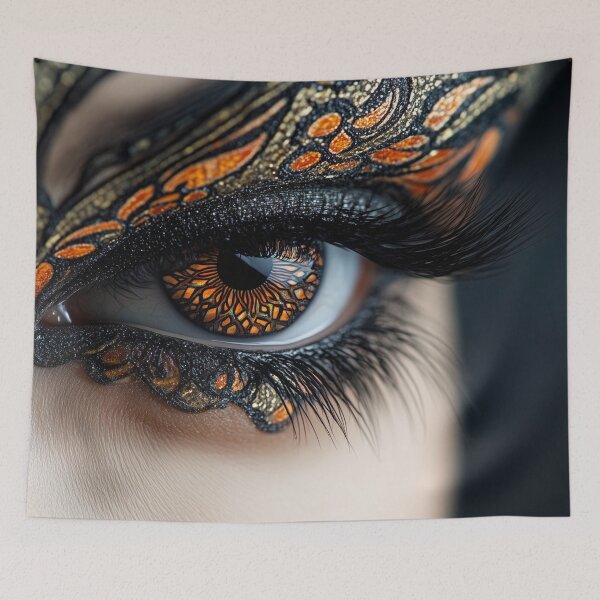 Item preview,  intricate makeup incorporates orange, black, and gold tones designed and sold by DigiCre8.
