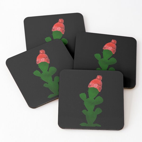 Item preview, Cactus with red winter snow hat in black designed and sold by Star58.