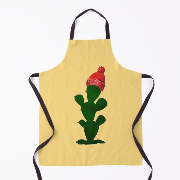 Item preview, Cactus with red winter snow hat on yellow background designed and sold by Star58.