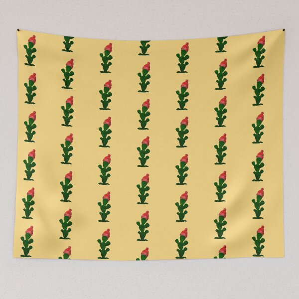 Item preview, Cactus with red winter snow hat on yellow background designed and sold by Star58.