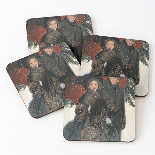 Item preview, Elegant Winter Romance : 19th Century Couple Stroll in Snow designed and sold by PureVintageLove.