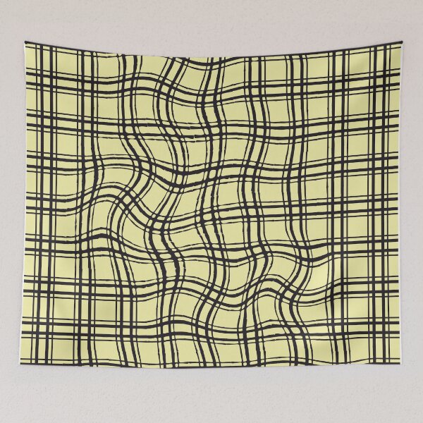 Item preview, Distorted Grid- optical illusion/ pastel yellow and black designed and sold by My-fake-places.
