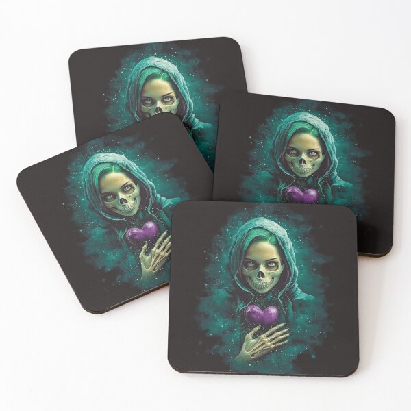 Item preview, AgathaRio Green Witch's Love, Hooded figure with skeletal face holding purple heart, dark fantasy designed and sold by SubtleSplit.