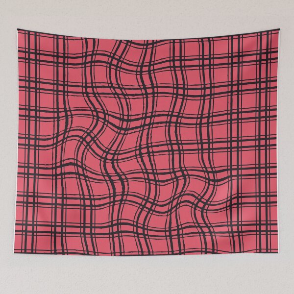 Item preview, Distorted Grid- optical illusion/ raspberry color and black designed and sold by My-fake-places.