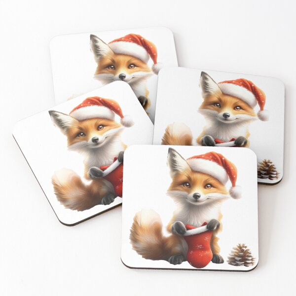 Item preview, Fox with Santa Hat and Stocking designed and sold by silp159.