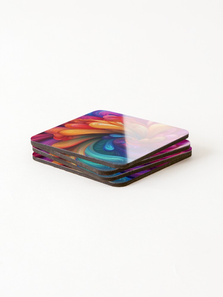 Thumbnail 4 of 5, Coasters (Set of 4), Rainbow Abstract Design designed and sold by GODS4US.