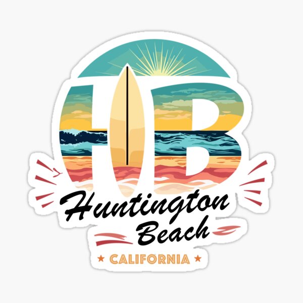 Item preview, Modern Huntington Beach Logo with Surfboard Accent and Coastal Gradients designed and sold by todsaherb.