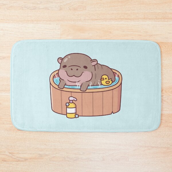 Item preview, Cute Pygmy Hippo And Ducky Relaxing in Hot Bath designed and sold by rustydoodle.