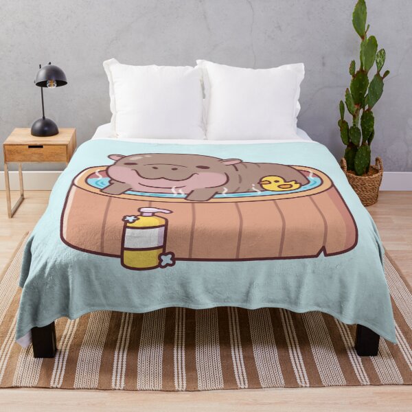 Item preview, Cute Pygmy Hippo And Ducky Relaxing in Hot Bath designed and sold by rustydoodle.
