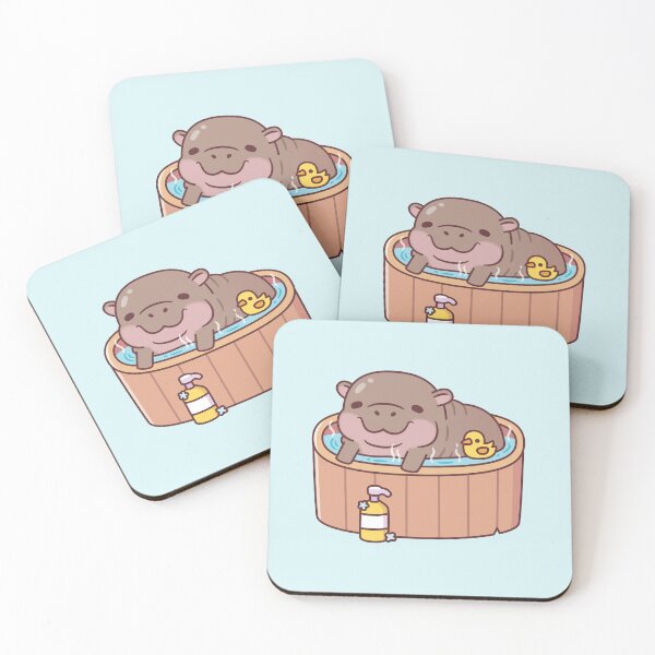 Item preview, Cute Pygmy Hippo And Ducky Relaxing in Hot Bath designed and sold by rustydoodle.