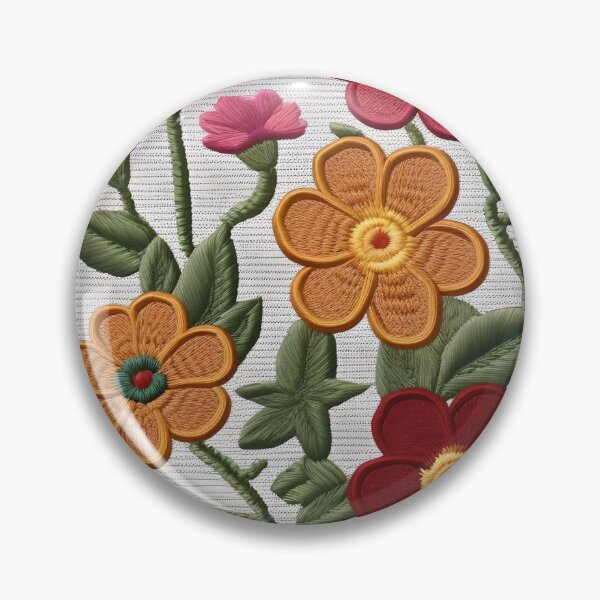 Item preview, Embroidered Flowers on Orange, Red and Yellow designed and sold by Ciervo Primavera.