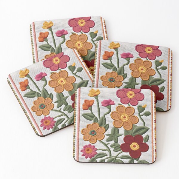 Item preview, Embroidered Flowers on Orange, Red and Yellow designed and sold by Ciervo Primavera.